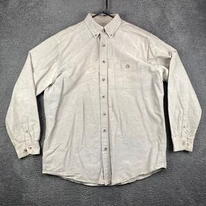 Guide Series Mens Button Up Shirt‎ Long Sleeve Beige Cotton Blend Size LT